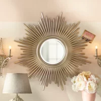 Украшение, креативное настенное круглое зеркало для гостиной на солнечной энергии, легкий роскошный стиль