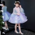Trẻ em váy công chúa váy cô gái sinh nhật căng phồng hoa cô gái piano trang phục hiện tại sàn catwalk mùa thu dài tay áo - Váy trẻ em Váy trẻ em
