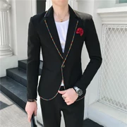 Kiểu tóc phù hợp với nam phù hợp với xu hướng nam Phiên bản Hàn Quốc tự trồng một nút phù hợp với 2 bộ váy cưới chú rể chú rể - Suit phù hợp