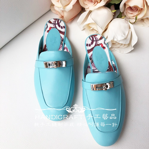 H Семейство Келли Бакл Полу -Слипперс Свифт Свифт Пинпу Мюллер обувь черный чистый белый золотисто -коричневый макарон синий