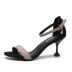 Mùa hè 2018 mới đơn giản, giày cao gót nữ đa năng với mèo đen stiletto với khóa từ dép hở ngón sandal nữ đế cao Sandal