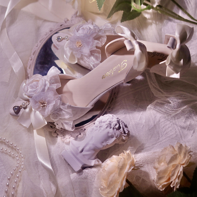 taobao agent Lolita high -heeled shoes Lolita custom flower wedding shoes Gothic deep sea hospital Miss Fora large size strap