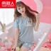 Nam cực phim hoạt hình Hàn Quốc phiên bản của bộ đồ ngủ nữ bông mùa hè tay áo ngắn có thể được đeo bên ngoài bông giản dị dịch vụ nhà phù hợp với Bộ Pajama