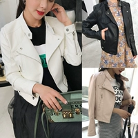 2018 mới Châu Âu trạm da quần áo nữ áo khoác ngắn mùa xuân và mùa thu Hàn Quốc phiên bản của tự trồng xe máy quần áo kích thước lớn pu leather jacket áo da cổ lông