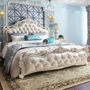 giường gỗ giường ngủ châu Âu Giường công chúa Triều Tiên giường vườn master bedroom trắng da hộp giường kết hợp lưu trữ - Giường