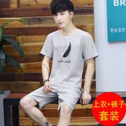 Mùa hè linen phù hợp với nam ngắn tay phong cách Trung Quốc kích thước lớn lỏng bông và vải lanh T-Shirt nam hai mảnh thanh niên nam triều T