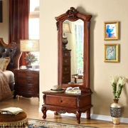 Gương gỗ rắn gương dài toàn bộ Gương trang điểm phòng ngủ Gương lưu trữ gương Mỹ lắp gương sàn nhà - Gương
