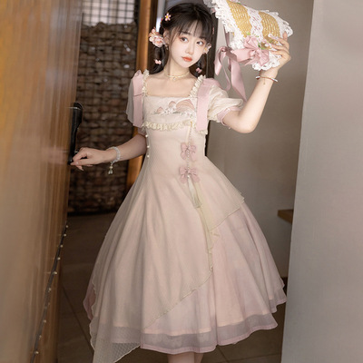 taobao agent Original [Xiaotaoyao] Chinese style lolita short -sleeved OP elegant and sweet daily peach embroidered pink sweet model