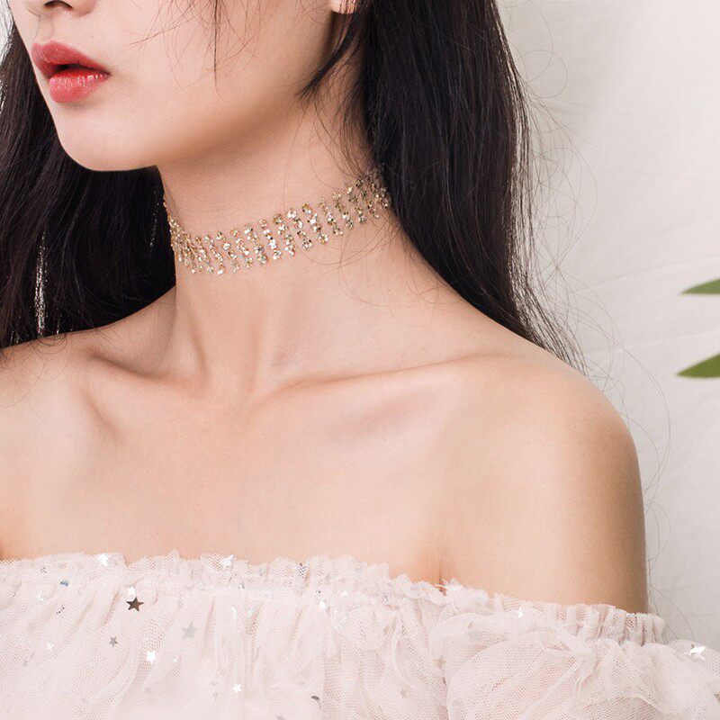 韩国简约黑绳项链女锁骨链颈链脖子饰品