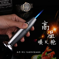 Zhongbang nhiệt độ cao súng phun inflatable windproof ngọn lửa màu xanh cigar lighter ngoài trời điểm thịt nướng carbon bếp chữ bullet hột quẹt sạc điện