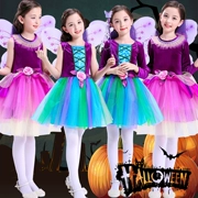 Halloween quần áo trẻ em tay dài tuyết công chúa váy cô gái trang phục bướm phù hợp với váy elf váy mẫu giáo - Trang phục
