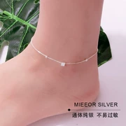 925 sterling bạc vòng chân nữ mùa hè cọ vuông đơn giản cá tính nhỏ phụ kiện bóng trang sức Hàn Quốc quà tặng sinh nhật