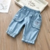 Quần jean nữ 2019 hè mới trẻ em bướm thêu ren cắt quần bé quần jeans ống rộng - Quần jean quần jean dầy thu đông cho bé Quần jean