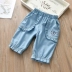 Quần jean nữ 2019 hè mới trẻ em bướm thêu ren cắt quần bé quần jeans ống rộng - Quần jean Quần jean