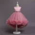 Váy dạ hội trẻ em cô gái sinh nhật váy công chúa bông hoa đỏ cô gái chủ trì sàn catwalk Trang phục theo phong cách phương Tây Trang phục
