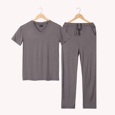 Пижама 夏季短袖长裤男士睡衣家居服莫代尔v领套装外贸薄款居家服加大码