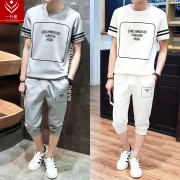 Quần âu thể thao nam mùa hè xu hướng Hàn Quốc hai bộ đồ mỏng mỏng 2018 quần áo chạy bộ mới - Bộ đồ