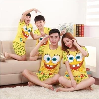 Mùa hè cotton ngắn tay gia đình của ba bốn người cha mẹ và con đồ ngủ trẻ em trai và cô gái mỏng phần dịch vụ nhà phù hợp với quần lót nam