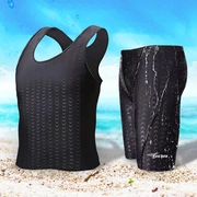 Áo tắm wetsuit snorkeling nam và nữ chia tay dài tay ngắn năm điểm quần bơi áo tắm lướt sóng phù hợp với kem chống nắng - Nam bơi đầm
