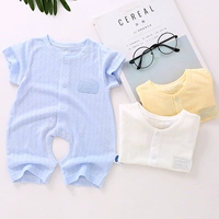 Bé onesies sợi tre tay áo ngắn mở sơ sinh quần áo trẻ em mùa hè phần mỏng quần áo 3-6 tháng 4 siêu mỏng áo liền quần ngộ nghĩnh cho bé