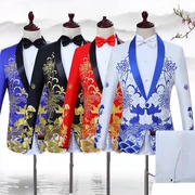Váy thêu phù hợp với nam giới Siyi chú rể trình diễn đám cưới Wo quần áo chủ trang phục nam ca sĩ trang phục - Suit phù hợp