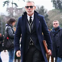 NickWooster catwalk đường phố chụp mùa thu và mùa đông ấm áp áo len nam áo khoác dài - Áo len áo da lộn nam