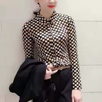 Thương hiệu đồng hồ nữ đích thực 2019 xuân hè mới cho nữ retro điểm sóng voan áo sơ mi dài tay - Áo sơ mi áo sơ mi sọc