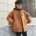 Phong cách Harajuku phiên bản Hàn Quốc của đồng phục dơi tay áo hai dây retro bóng chày bf nữ sinh viên áo khoác dài tay mùa thu và mùa đông thủy triều áo măng tô nữ ngắn Áo Hàn Quốc