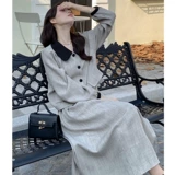 Демисезонная длинная юбка, А-силуэт, коллекция 2023, высокая талия, подходит для подростков, с акцентом на бедрах