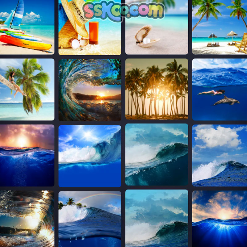 海滩海浪冲浪夏威夷插图照片风景壁纸高清4K摄影图片设计背景素材