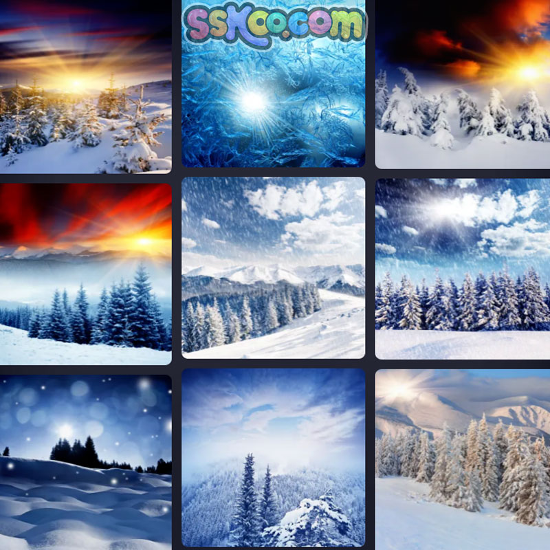 冬季雪景雪山冰砖插图照片风景壁纸高清4K摄影图片设计背景素材