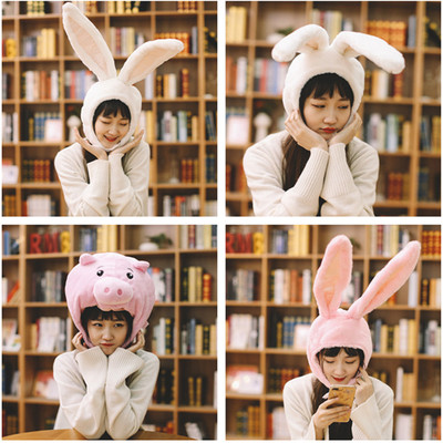 taobao agent Lin Xiaoya, the same soft cute little rabbit ears, plush head hats, cute girl heart insifferent