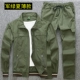 Чистый хлопок летний военный зеленый костюм [плюшевые брюки топов]