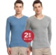 (2 gói) Đồ lót ba dây cotton Chất liệu cotton co giãn mỏng V-cổ nam và quần nữ mùa thu cơ bản một mảnh - Áo ấm