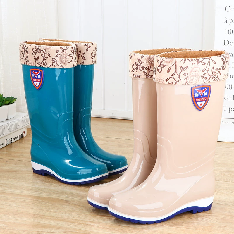 [Giày đi mưa ấm áp cộng với bông có thể tháo rời] Giày cao cổ nữ thời trang ống cao chống thấm nước mưa chống trượt giày chống nước mùa đông mùa mưa - Rainshoes