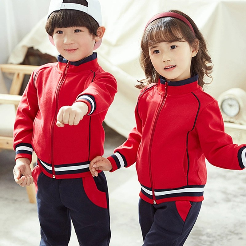 Quần áo mẫu giáo quần áo mùa xuân và mùa thu quần áo trẻ em màu đỏ quần áo học sinh phong cách Anh đồng phục học sinh trẻ em phù hợp với giáo viên - Đồng phục trường học / tùy chỉnh thực hiện