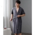 Áo ngủ nam mùa hè cotton mỏng kiểu pijama kiểu áo choàng tắm, kimono Nhật Bản ngắn tay dài trung phục vụ tại nhà hai mảnh zs - Night Robe Night Robe
