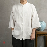 Тонкая рубашка, топ для отдыха, китайский стиль, из хлопка и льна, оверсайз