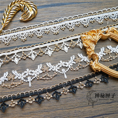 taobao agent Handmade DIY clothing auxiliary material hot gold hollow water -soluble lace edge lolita hair with collarbone chain doll decorative material