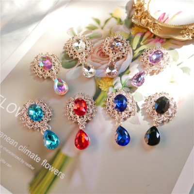 taobao agent Baroque droplet rhinestone inlaid with alloy flower plate diamond DIY New Year headwear hair jewelry material lolita accessories