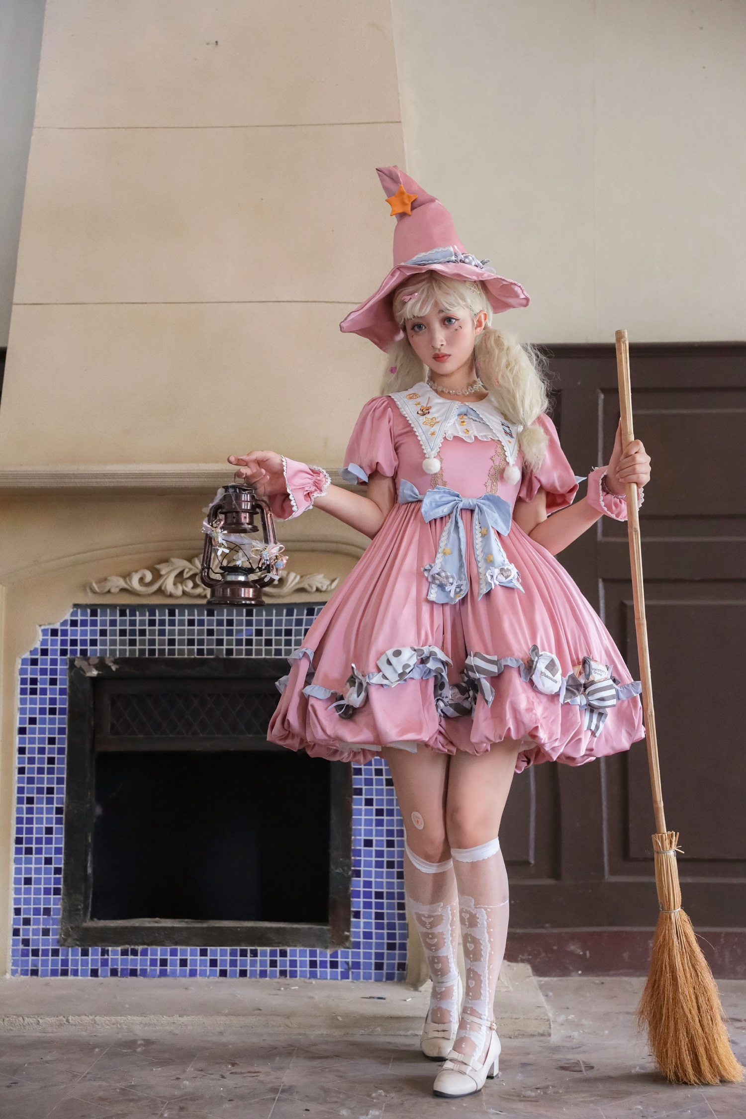 OP Skirt + Hat Pink【 time freezing 】 2nd anniversary Exclusive payment candy Little witch lolita skirt op Lolita Deposit