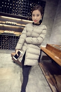 Áo khoác dài mùa đông 2018 mới phiên bản Hàn Quốc của áo cotton không cổ phù hợp với áo khoác nữ mỏng trong phần áo khoác cotton cotton mùa đông