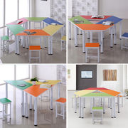 Bàn ghế học sinh bàn ghế kết hợp màu sắc bàn ghế hình thang bàn nghệ thuật đào tạo bàn đọc sách nhà máy bán hàng trực tiếp - Nội thất giảng dạy tại trường