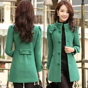 Mùa thu và mùa đông Phiên bản Hàn Quốc của chiếc áo khoác len thông minh và thanh lịch dành cho nữ chuyên nghiệp áo gió Nizi Nimu nửa lớn - Cộng với kích thước quần áo