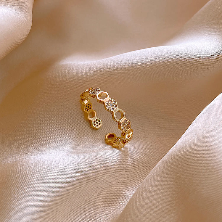 Coin K Goldma'am Opening Ring female fashion personality ins tide index finger ring Cold wind solar system Light luxury Internet celebrity Prime circle Abstain