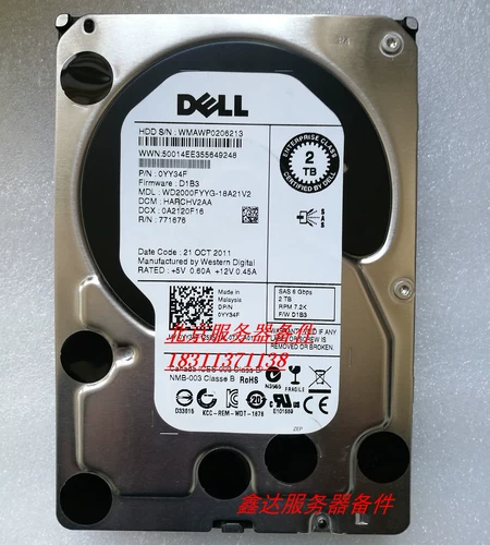 Original Dell 2t 7.2k SAS 3.5 Server Hard Disk WD2000FYYG YY34F 0YY34F