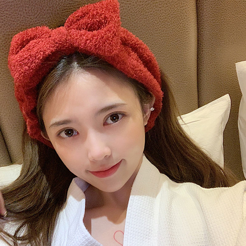[Japanese Super Fairy Bow] Wine Redthe republic of korea wash one 's face Hair band lovely Simplicity Internet celebrity Place a mask on the face Headband hair hoop female Hair bundle Headwear Headband Gargle Make up