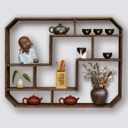 Kệ trưng bày ấm trà trang trí nội thất nhà cửa phòng khách kệ gỗ treo tường phong cách đơn giản