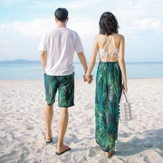 Cặp đôi đồ bơi nữ tua rua gió quốc gia ba mảnh phù hợp với màu xanh lá cây váy dài tuần trăng mật kỳ nghỉ bãi biển đùi - Vài đồ bơi