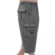 Quần trung niên nam nhiều túi cắt quần nam trung niên cộng với phân bón XL cao eo co giãn eo quần 7